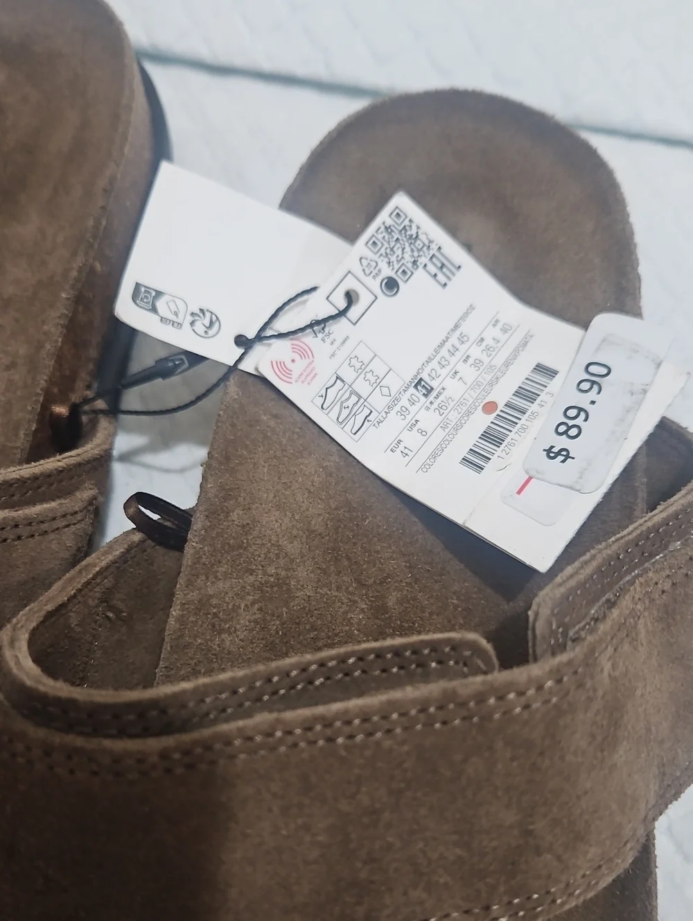 Zara Home Men’s Suede Double-Strap Slide Sandals in Brown Sz 8